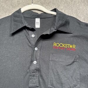 Rockstar Energy Black Polo Shirt Mens Large Embroidered‎ Logo